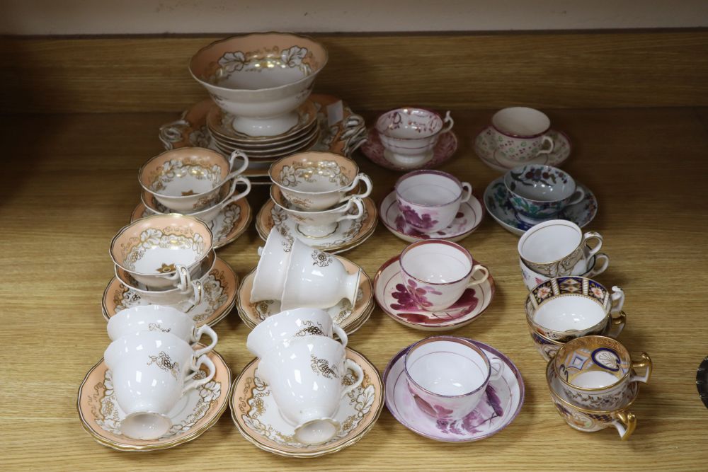 A group of mixed 19th century lustre teawares